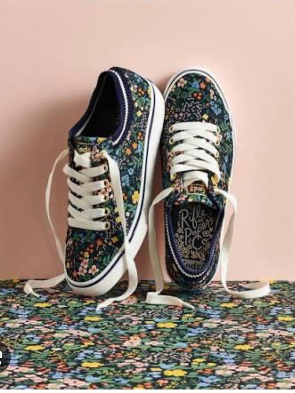 Rifle Paper Co. Navy Floral Low-Top Lace-Up Sneakers